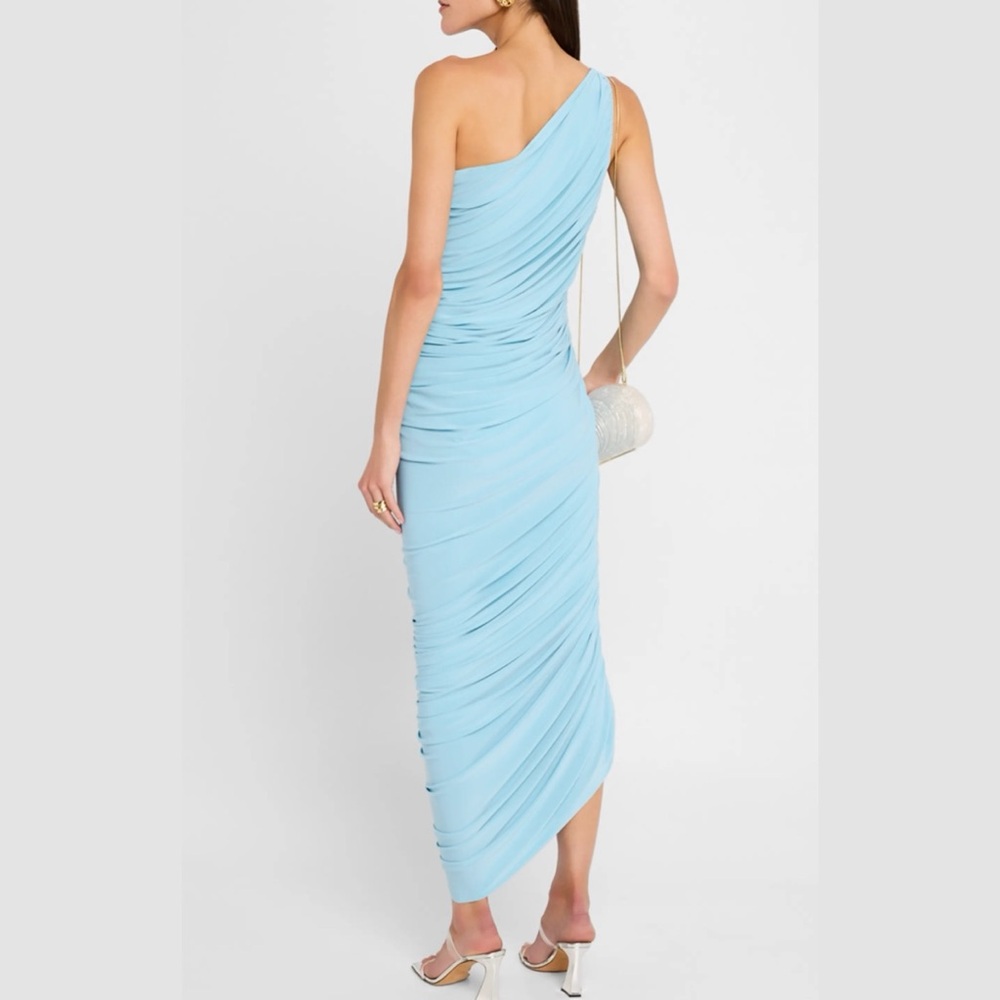 Norma Kamali Diana one-shoulder ruched stretch-jersey dress - Powder Blue - Picture 2 of 6